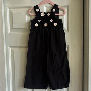 Zara Black Jumpsuit with crocheted flowers